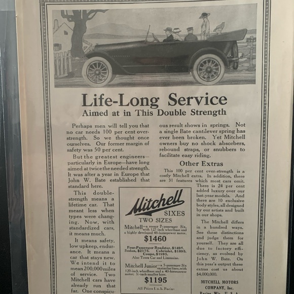 Vintage 1917 Mitchelll Life Long Service Ad Advertisement - Picture 2 of 3
